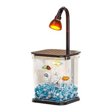 Imagem de Tanque de peixes Betta | Iluminação para aquário de peixes Betta | Tigela de pesca, decorações de mesa, paisagismo, área de trabalho, transparente, aranha, casa, para camarão, mesa ao ar livre