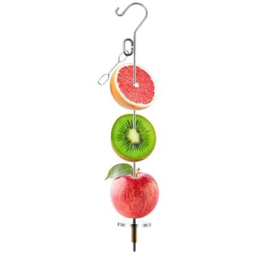 Imagem de Suporte de frutas para pássaros, de frutas de papagaio de aço inoxidável | Brinquedo de enriquecimento de decoração de gaiola, companheiro de animais de estimação para periquitos, calopsitas