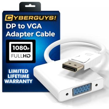 Imagem de Cyberguys! Adaptador de cabo DisplayPort (DP) para VGA – Conversor macho 1080p DP para VGA fêmea para monitor projetor HDTV – Conector de porta de exibição banhado a ouro, trava segura – 1 pacote para