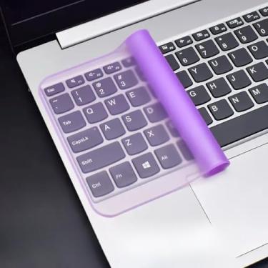 Imagem de Película universal para teclado de 2 peças – capa de silicone à prova d'água para laptops de 15 a 17 polegadas - roxa
