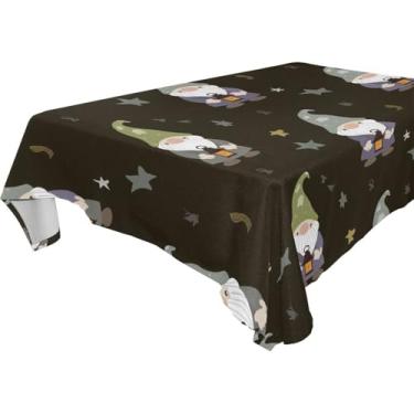 Imagem de Blueangle Toalha de mesa Stars Cute Gnomos – Toalha de mesa retangular de poliéster impermeável e resistente a manchas para ambientes internos e externos, 152 x 274 cm (580)