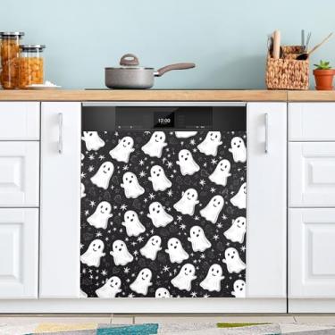 Imagem de ATTX Capa de ímã para lava-louças Halloween Boo, 58,4 cm C x 66 cm A, decoração da capa da máquina de lavar louça, decalques de armário doméstico e eletrodomésticos adesivos #226