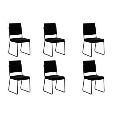 Imagem de Kit 6 Cadeiras De Cozinha 1736 6 Uni Preto- Courano Preto - Carraro