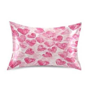 Imagem de SEHANY Capas de almofada de seda para cabelo e pele para o Dia dos Namorados, capas de almofada de cetim respiráveis macias e refrescantes com fecho de envelope, tamanho king (50,8 x 66 cm)