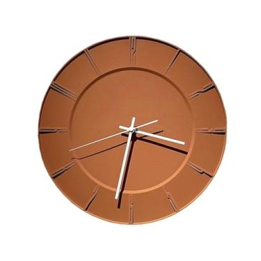 Imagem de Relógio de parede Relógio de parede moderno, minimalista, em cimento, silencioso, alimentado por bateria, com alta compatibilidade para decoração de casa(Orange color)
