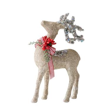 Imagem de IEUDNS Estatuetas de renas em rebanho, decoração natalina, estátuas de veados, esculturas de alces para lareira, Style a Golden