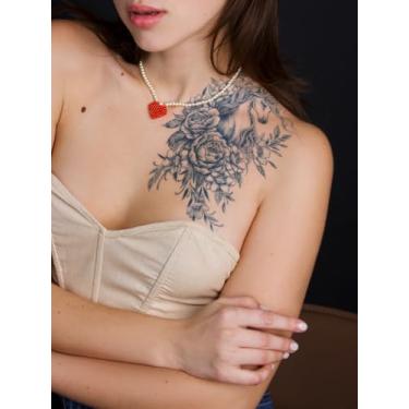 Imagem de Suco de ervas semipermanente fantasia unicórnio padrão floral 7-14 dias sem derramamento, não reflexivo, ombro, braço, perna, corpo, impermeável, não reflexivo, tatuagem, adesivo, 1 peça