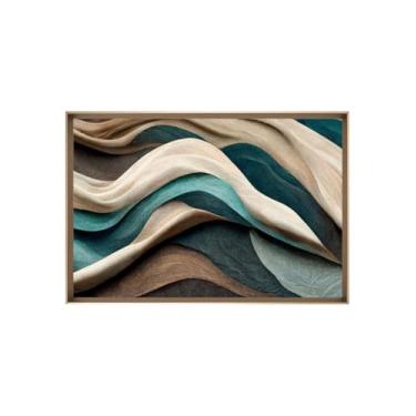 Imagem de Quadro Decorativo com Vidro Sala Hall Quarto 64x94cm Verde Onda Abstrato