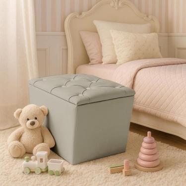 Imagem de Puff Bau Capitone Banqueta Tecido Sintetico Strass Dritex Cor:Sintetic