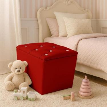 Imagem de Puff Bau Capitone Banqueta Retrô Tecido Suede Strass Dritex Cor:Suede 