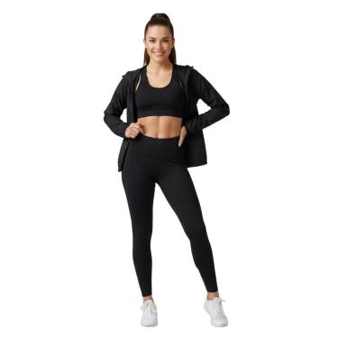 Imagem de Roupa de Academia Feminina Kit Top Legging Jaqueta Preto – Treino e Corrida-Feminino