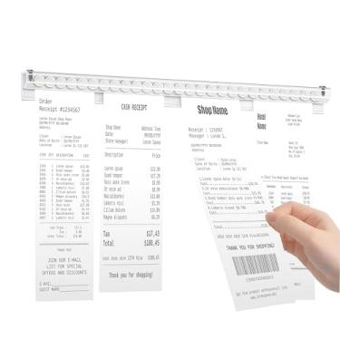 Imagem de Suporte de recibo otimizado - Clipe de parede adesivo nano gel para cozinha de restaurante, sem necessidade de broca, organizador de ingressos de PVC transparente com contas de gravidade, comporta