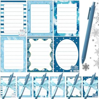 Imagem de Eaasty Conjunto de 36 notas adesivas de inverno, lembrancinhas de festa de inverno, conjunto de presente de papelaria, notas adesivas com canetas, fita para casa, escritório, sala de aula, artigos de