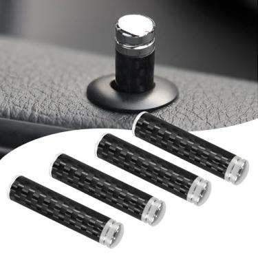 Imagem de AMZAUTO 4 peças de trava de maçaneta, tampas de maçaneta de porta de fibra de carbono, tampas de puxar de pino de trava de carro de metal, compatível com BMW, Mercedes-Benz (preto)
