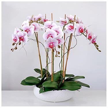 Imagem de Flores Artificiais Orquídea Borboleta Artificial Enfeites em Vaso Orquídea Grande Realista Sala de Estar Modelo Quarto Hotel Showroom Ornamentos Decoração de Casamento Flores para Decoração