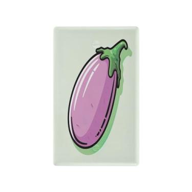 Imagem de Wassud Berinjela roxa (2) placa de cobertura de interruptor de luz, 1 capa de tomada em branco placa de parede decorativa decoração de casa sala de estar quarto