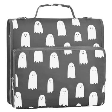 Imagem de CEBUGI Fichário de 3 anéis com zíper com alça de ombro, pasta de arquivo expansível de 3,8 cm, anéis D, para escola, escritório, Halloween, Boo