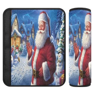 Imagem de Burbuja Capa para cinto de segurança de carro Papai Noel protetor de cinto de segurança macio confortável para alça de ombro de assento, 1 par médio