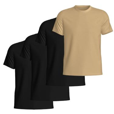 Imagem de Kit 4 Camisetas Basicas Gola Redonda Lisa Camisa Masculina de Algodão-Masculino