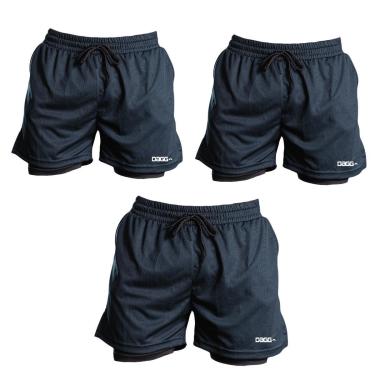 Imagem de Kit 3 Short Masculino Academia Esportivo 2 em 1 Short Segunda Pele Calção Corrida Fitness Treino-Masculino