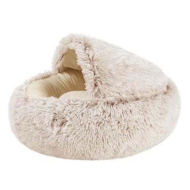 Imagem de Cama para Gato Dormir Pelúcia Quente Caverna Confortável Apoiadora Fácil de Limpar Base Adequada Pets Pequenos e Médios