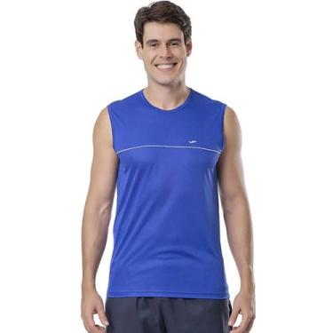 Imagem de Regata Elite Contrastante Masculino - Royal e Branco, M