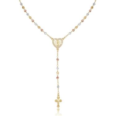 Imagem de Colar de rosário com cruz de Virgem Maria para mulheres, Virgem de Guadalupe, rosário banhado a ouro, cruz católica, crucifixo, joias femininas, presente religioso para confirmação de batismo
