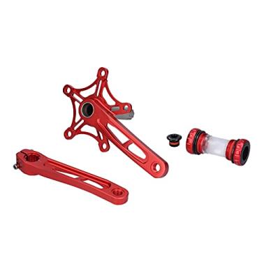 Imagem de KIMISS Apto para Bicicleta de Estrada Onepiece 130bcd Pedaleira-conjunto de Braço de Manivela Oco de Liga de Alumínio para Bicicletas Dobráveis ​​ (Vermelho)
