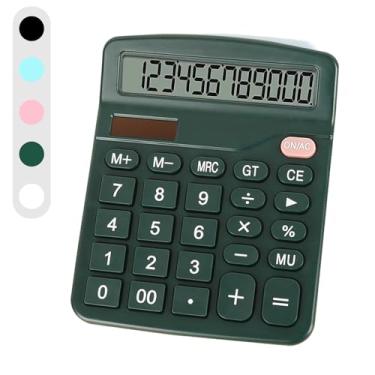 Imagem de Calculadora de mesa de 12 dígitos com tela grande, fácil de usar, calculadora básica de escritório para escritório em casa, escritório, trabalho (verde escuro)
