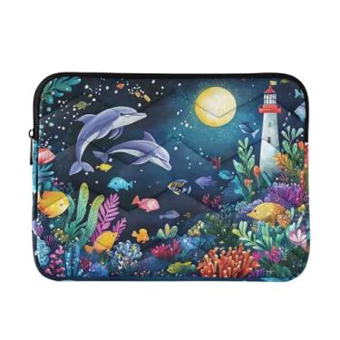 Imagem de Capa para laptop Underwater World azul à prova de choque capa protetora para notebook pasta, 15-15,6 polegadas