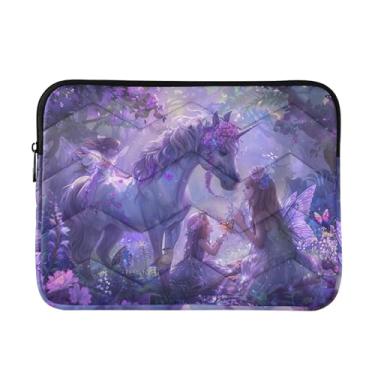 Imagem de Capas para laptop, unicórnios roxos, à prova de choque, capa protetora para notebook, bolsa de transporte de computador durável, 15-15,6 polegadas