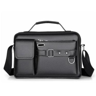 Imagem de Bolsa tiracolo masculina vintage, transversal, bolsa mensageiro, para negócios, trabalho, viagens, Preto 1, One Size
