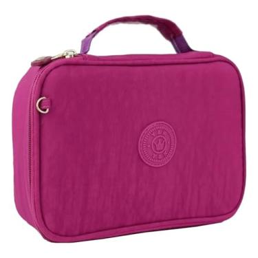 Imagem de Estojo Grande 72 Compartimentos Box Jumbo Escolar Divisórias Cor Cinza Liso (Rosa)