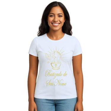 Imagem de Camiseta Batizado Batismo Evento Igreja Personalizada - UseP4, Branco,