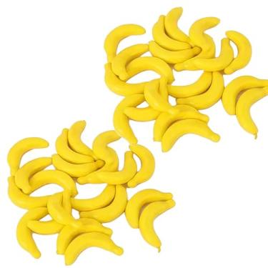 Imagem de 40 peças de mini banana falsa amarela, vegetais de espuma, frutas como enfeite de festa em casa, adereços para fotografia, adereços de simulação de frutas para liquidificadores e esponjas de