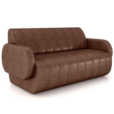 Imagem de Sofá 2 Lugares Sala Living Orgânico 148cm Fávara K01 Couríssimo Marrom - Lyam Decor