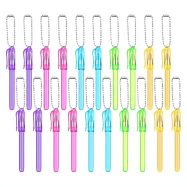 Imagem de 20 peças mini canetas esferográficas de tinta preta 1,0 mm ponta média porta-chaves canetas esferográficas tamanho bolso canetas esferográficas portáteis caneta de escrita suave com corrente esférica