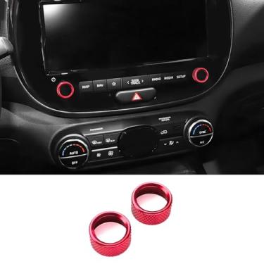 Imagem de JUIVEEL Capa de botão de ajuste de volume de áudio de rádio de carro, capa de botão de controle de volume de rádio compatível com acessórios Kia Soul 2020-2025 (vermelho)
