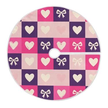 Imagem de Blueangle Saia de árvore de fita quadriculada para dia dos namorados de 118 cm - decoração de árvore de feriado de poliéster macio resistente a rugas (21)