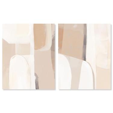 Imagem de Conjunto de 2 decoração de parede Boho com impressão em tela de luxo Blush & Gold da Art Remedy, Gallery Wrapped, 50 x 61 cm