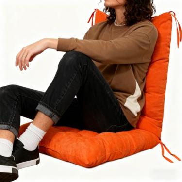 Imagem de Almofada de cadeira de encosto alto, almofadas de assento para cadeira de pátio ao ar livre, almofada de assento reclinável macia para cadeira de jardim com encosto para escritório, casa, cadeiras de