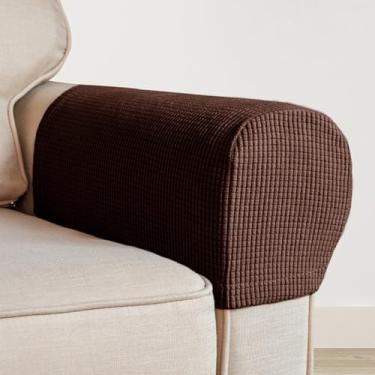 Imagem de Conjunto de 2 capas de apoio de braço, capas de poltrona elásticas para sofá, capas protetoras de móveis, capas de poliéster macio para poltrona reclinável de sofá, A