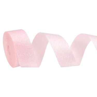 Imagem de PATIKIL Rolo de fita de glitter metálico, rolos de tecido de embrulho de presente de borda única para artesanato, buquê de casamento, festa de casamento, decoração de Natal, rosa claro