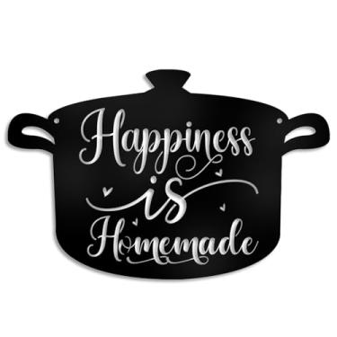 Imagem de COLOR VALLEY ART Decoração De Parede Metal Para Cozinha, Placas Pretas Vazadas Penduradas Com Frases Engraçadas E Inspiradoras, Moderna Casa, 23 X 35 Cm (Happiness Homemade B)
