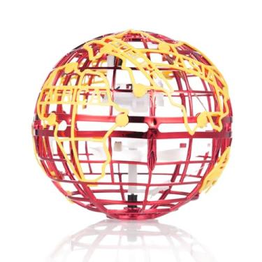 Imagem de Snsowed Bola Voadora Controlada Manualmente, Giroscópio Orbe de Controle Remoto Com Luzes para Brincadeiras Internas e Externas, Brinquedos Legais para Crianças e Adolescentes, Aeronave (Vermelha)