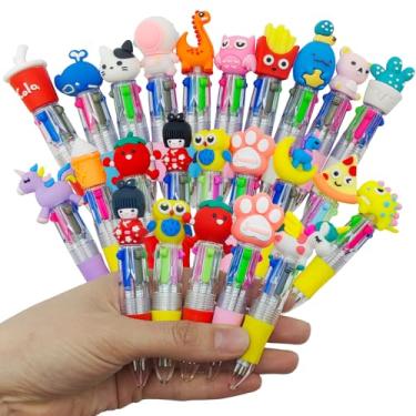 Imagem de Hdagbnn 24 canetas esferográficas multicoloridas em uma, mini caneta fofa 4 em 1, canetas coloridas para presentes de festa, presentes divertidos, canetas kawaii sortidas para sala de aula, material