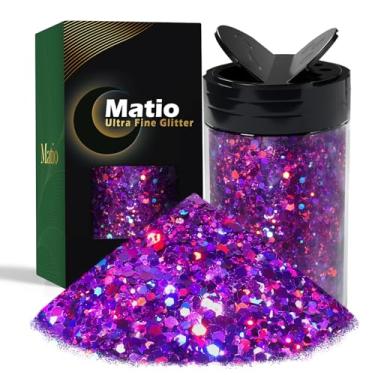 Imagem de Matio Glitter Holográfico Robusto, Roxo Profundo De 7,8 Oz/220 G Para Unhas Resina, Flocos Lantejoulas, Pó Fino Misto, Copo Arte A Granel, Decoração Festival Cosmético