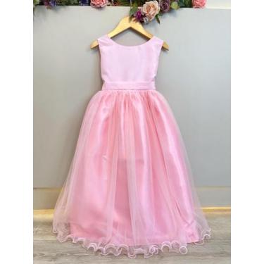 Imagem de Vestido Infantil Longo Rosa Daminhas Festas Luxo - Genérico, 4