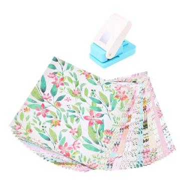 Imagem de MotiveTech Perfurador de selos postais com cartolina floral, formato retangular versátil, ideal para scrapbooking infantil, para fotos e cartões de mensagens.