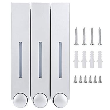 Imagem de Cocoarm Triplo Wall Mounted Shampoo e Condicionador Dispenser Press Tipo Três Head Shower Dispensers Wall Mounted 420ML * 3 Capacidade, 280x153x9.0mm (SILVER)